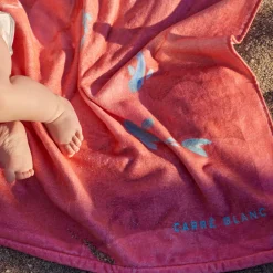 Carré Blanc Drap de plage velours de coton Nausica| La Plage