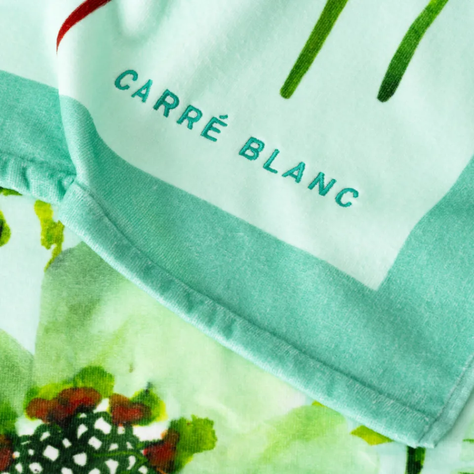 Carré Blanc Drap de plage velours de coton Maupiki| La Plage