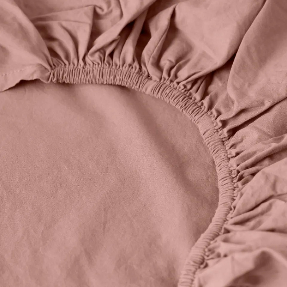 Carré Blanc Drap housse coton lavé Songe rose cendré| Draps Housse