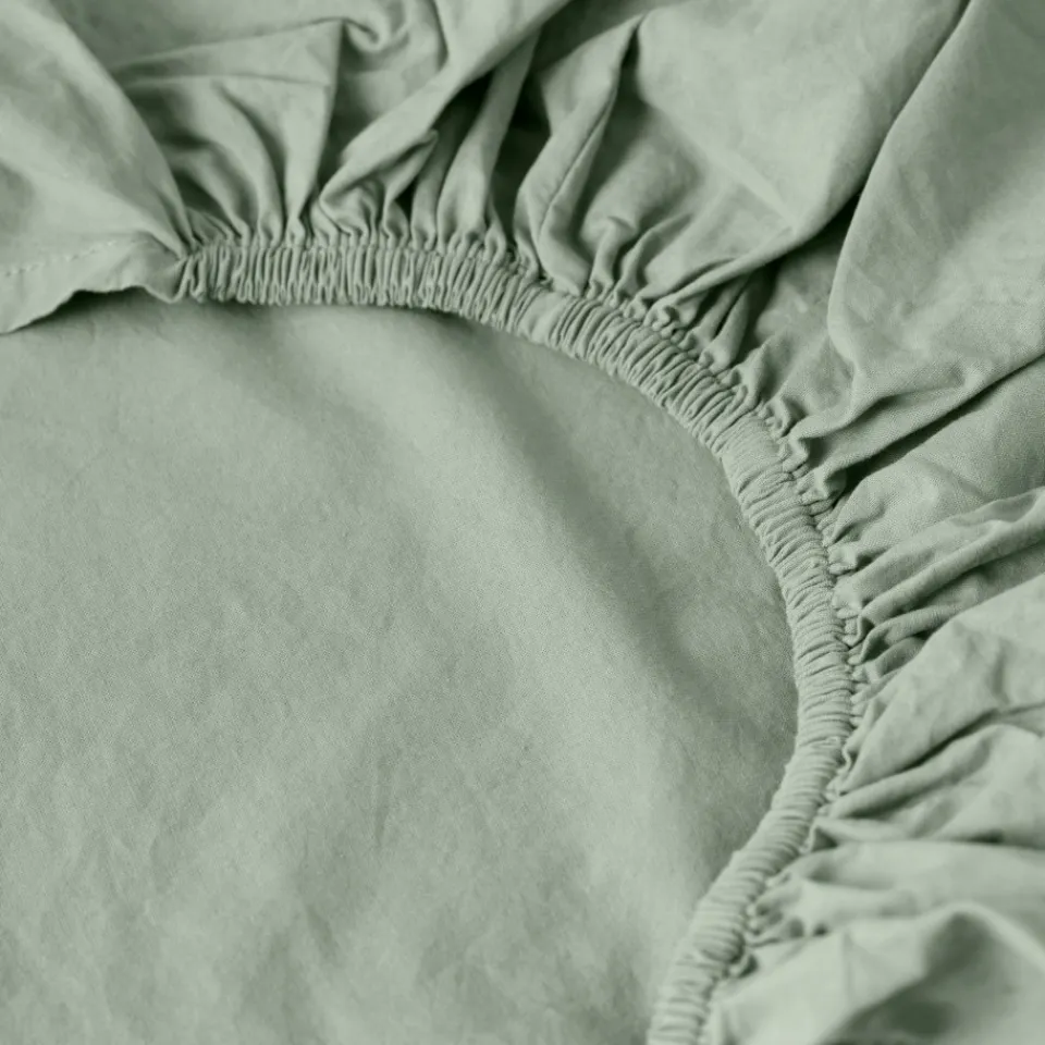 Carré Blanc Drap housse coton lavé Songe eucalyptus| Draps Housse