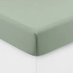 Carré Blanc Drap housse coton lavé Songe eucalyptus| Draps Housse