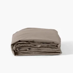 Carré Blanc Drap housse coton lavé Songe taupe| Draps Housse