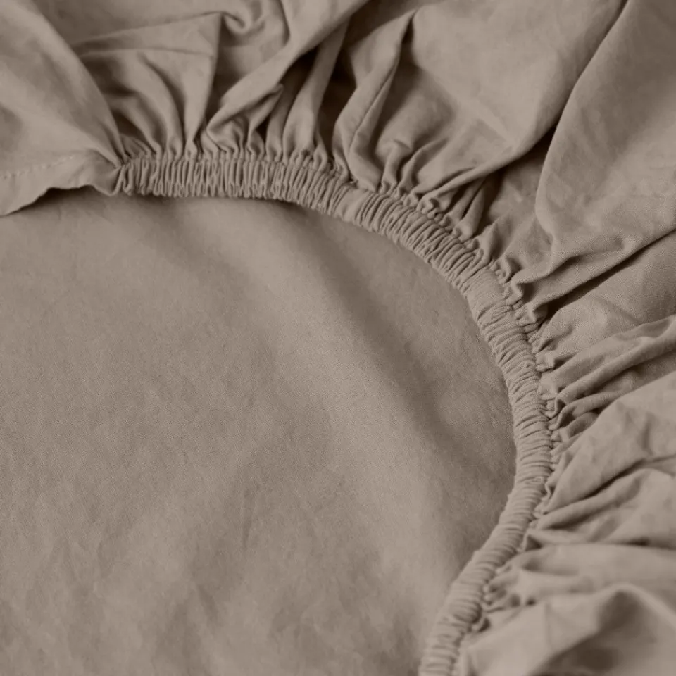 Carré Blanc Drap housse coton lavé Songe taupe| Draps Housse