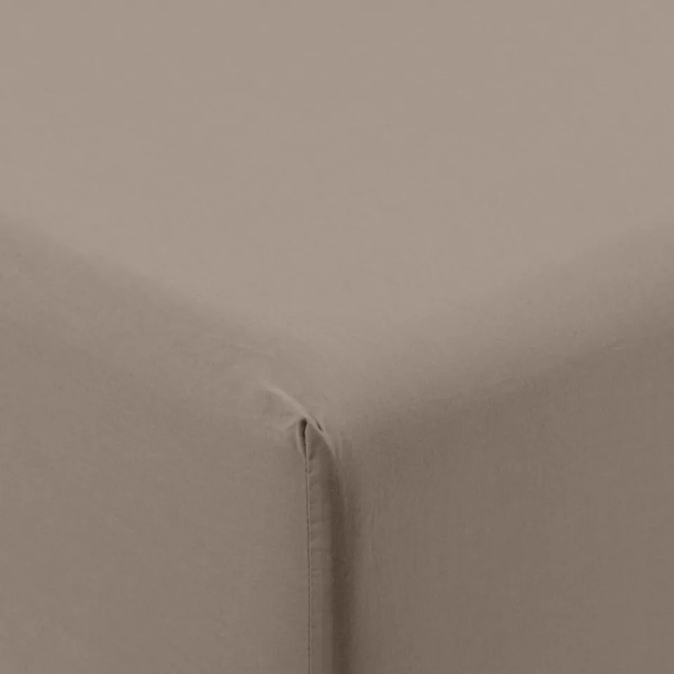 Carré Blanc Drap housse coton lavé Songe taupe| Draps Housse