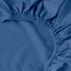 Carré Blanc Drap housse coton lavé Songe bleu de chine| Draps Housse