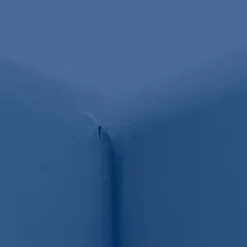 Carré Blanc Drap housse coton lavé Songe bleu de chine| Draps Housse