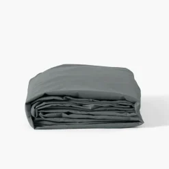 Carré Blanc Drap housse coton lavé Songe kaki cendré| Draps Housse