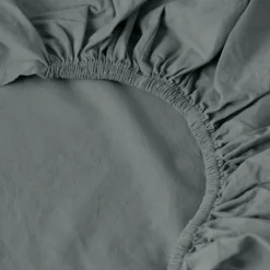 Carré Blanc Drap housse coton lavé Songe kaki cendré| Draps Housse