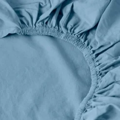 Carré Blanc Drap housse coton lavé Songe bleu baltique| Draps Housse