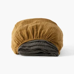 Carré Blanc Drap housse gaze de coton Infini écorce et absynthe| Draps Housse