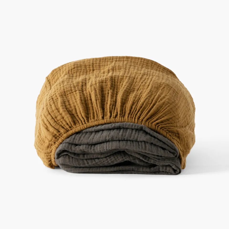 Carré Blanc Drap housse gaze de coton Infini écorce et absynthe| Draps Housse