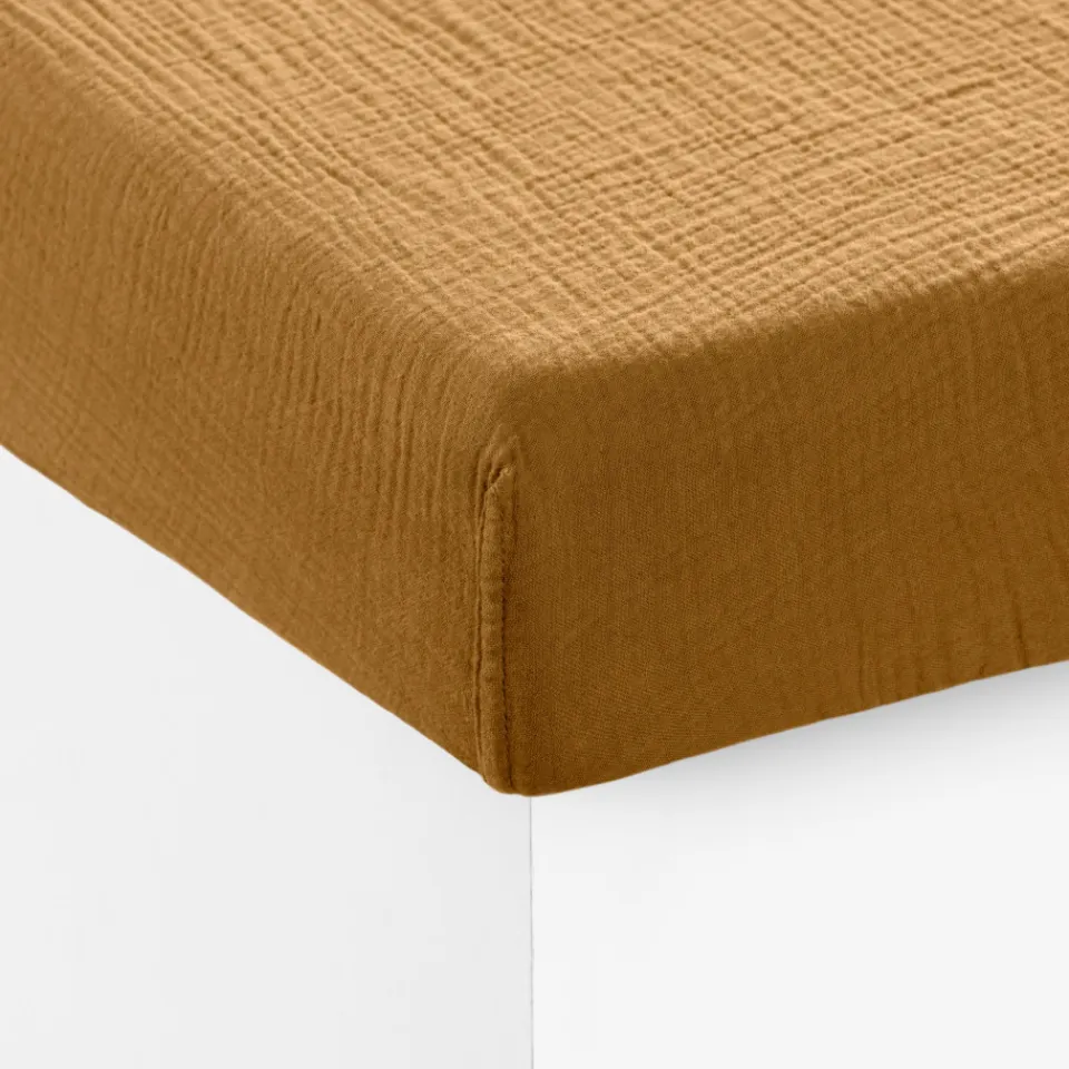 Carré Blanc Drap housse gaze de coton Infini écorce et absynthe| Draps Housse