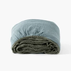 Carré Blanc Drap housse gaze de coton Infini kaki et céladon|Femme Coffrets Cadeaux|Coffrets Cadeaux