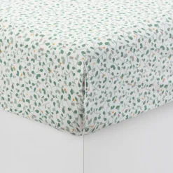 Carré Blanc Drap housse percale de coton Neo thym végétal| Draps Housse