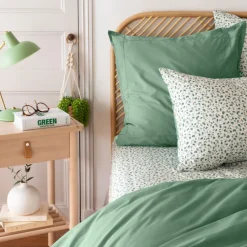 Carré Blanc Drap housse percale de coton Neo thym végétal| Draps Housse