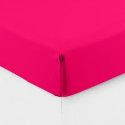 Carré Blanc Drap housse percale de coton Neo magenta| Draps Housse