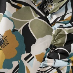 Carré Blanc Drap housse percale de coton Neo ficelle floral| Draps Housse