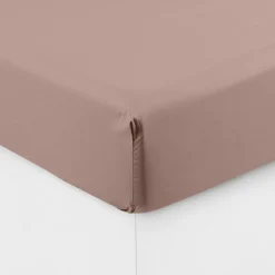 Carré Blanc Drap housse percale de coton Neo taupe|Enfant Draps Housse|Draps Housse