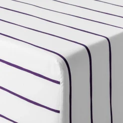 Carré Blanc Drap housse percale de coton imprimé rayures Ode| Draps Housse