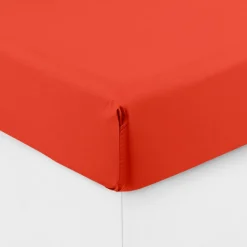 Carré Blanc Drap housse percale de coton Neo safran| Draps Housse