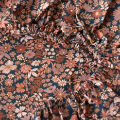 Carré Blanc Drap housse percale de coton Neo bleu prusse floral| Draps Housse