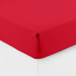 Carré Blanc Drap housse percale de coton Neo rouge| Draps Housse