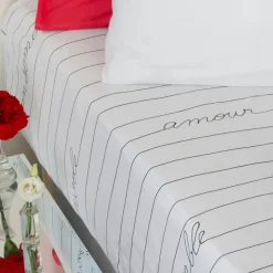 Carré Blanc Drap housse percale de coton Monamour| Draps Housse