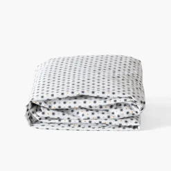 Carré Blanc Drap housse percale de coton Neo anthracite géométrique| Draps Housse