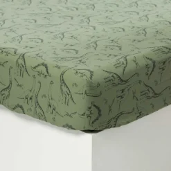 Carré Blanc Drap housse pur coton biologique Dinotopi|Enfant Linge De Litbio|Draps Housse
