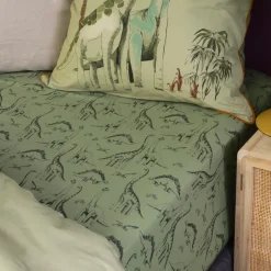 Carré Blanc Drap housse pur coton biologique Dinotopi|Enfant Linge De Litbio|Draps Housse