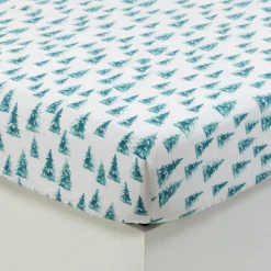 Carré Blanc Drap housse pur coton biologique Boréales|Enfant Linge De Litbio|Draps Housse