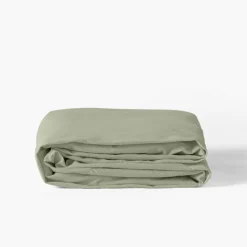 Carré Blanc Drap housse pur coton lavé biologique Souffle sauge| Draps Housse