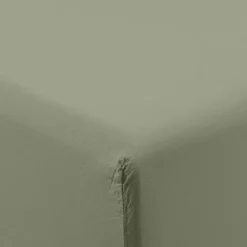 Carré Blanc Drap housse pur coton lavé biologique Souffle sauge| Draps Housse