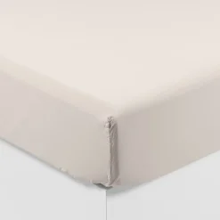 Carré Blanc Drap housse pur coton lavé biologique Souffle vanille| Draps Housse
