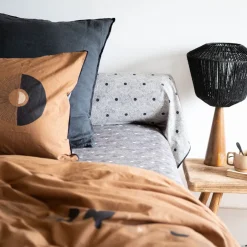 Carré Blanc Drap housse pur coton lavé Eclipse| Draps Housse