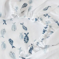Carré Blanc Drap housse pur coton Océanos|Enfant Draps Housse