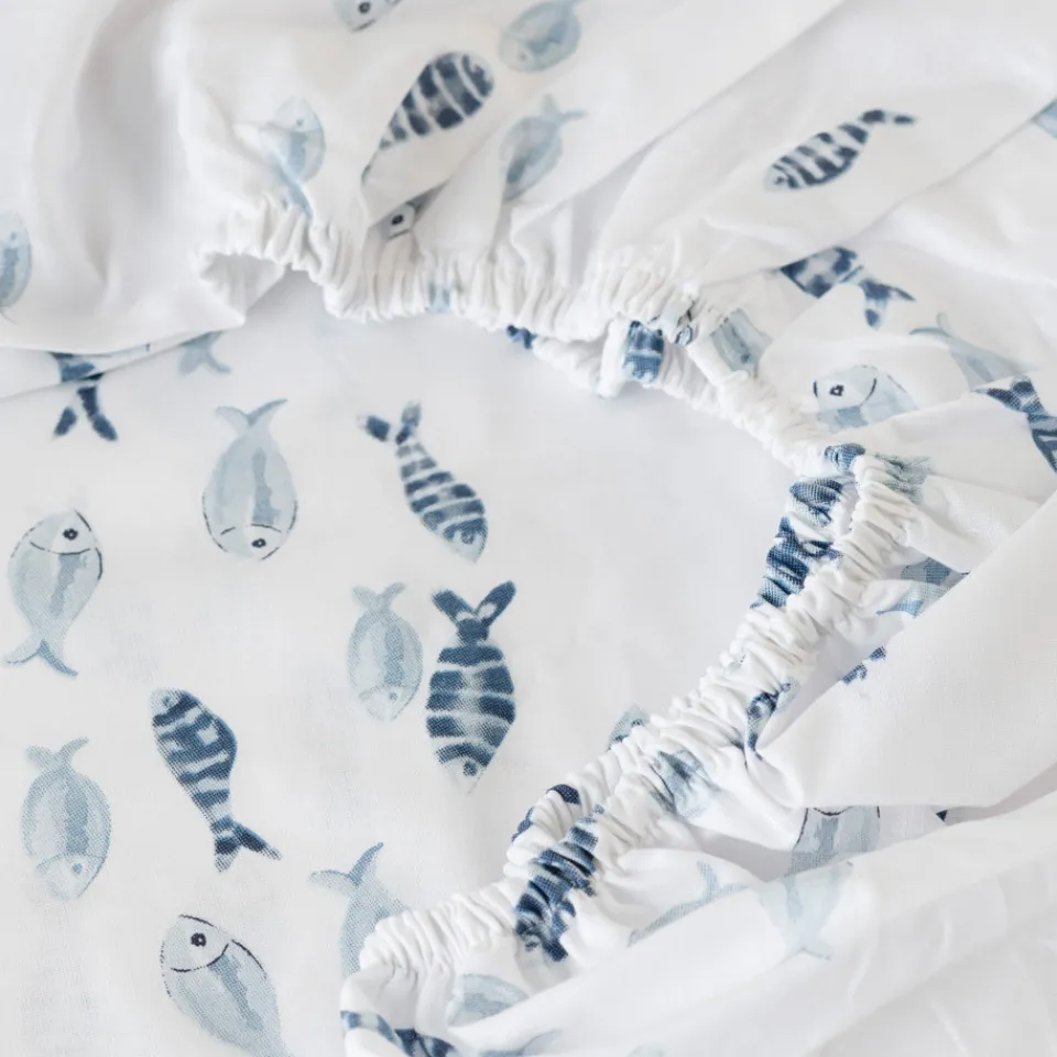 Carré Blanc Drap housse pur coton Océanos|Enfant Draps Housse