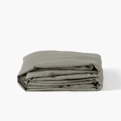 Carré Blanc Drap housse satin de coton lavé biologique Quartz jade| Draps Housse