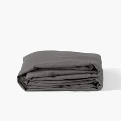 Carré Blanc Drap housse satin de coton lavé bio Quartz galet| Draps Housse