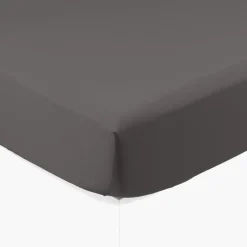 Carré Blanc Drap housse satin de coton lavé bio Quartz galet| Draps Housse