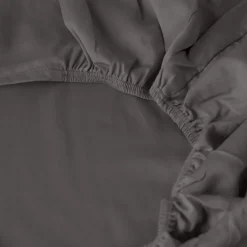 Carré Blanc Drap housse satin de coton lavé bio Quartz galet| Draps Housse