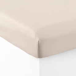 Carré Blanc Drap housse satin de coton lavé bio Quartz dune|Femme Coffrets Cadeaux|Draps Housse