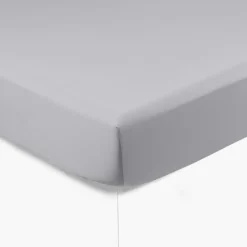 Carré Blanc Drap housse satin de coton uni Prestige tourterelle| Draps Housse