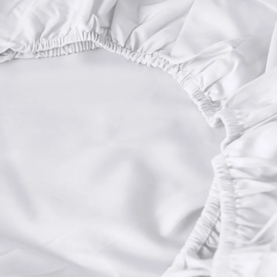 Carré Blanc Drap housse satin de coton uni Prestige blanc| Draps Housse