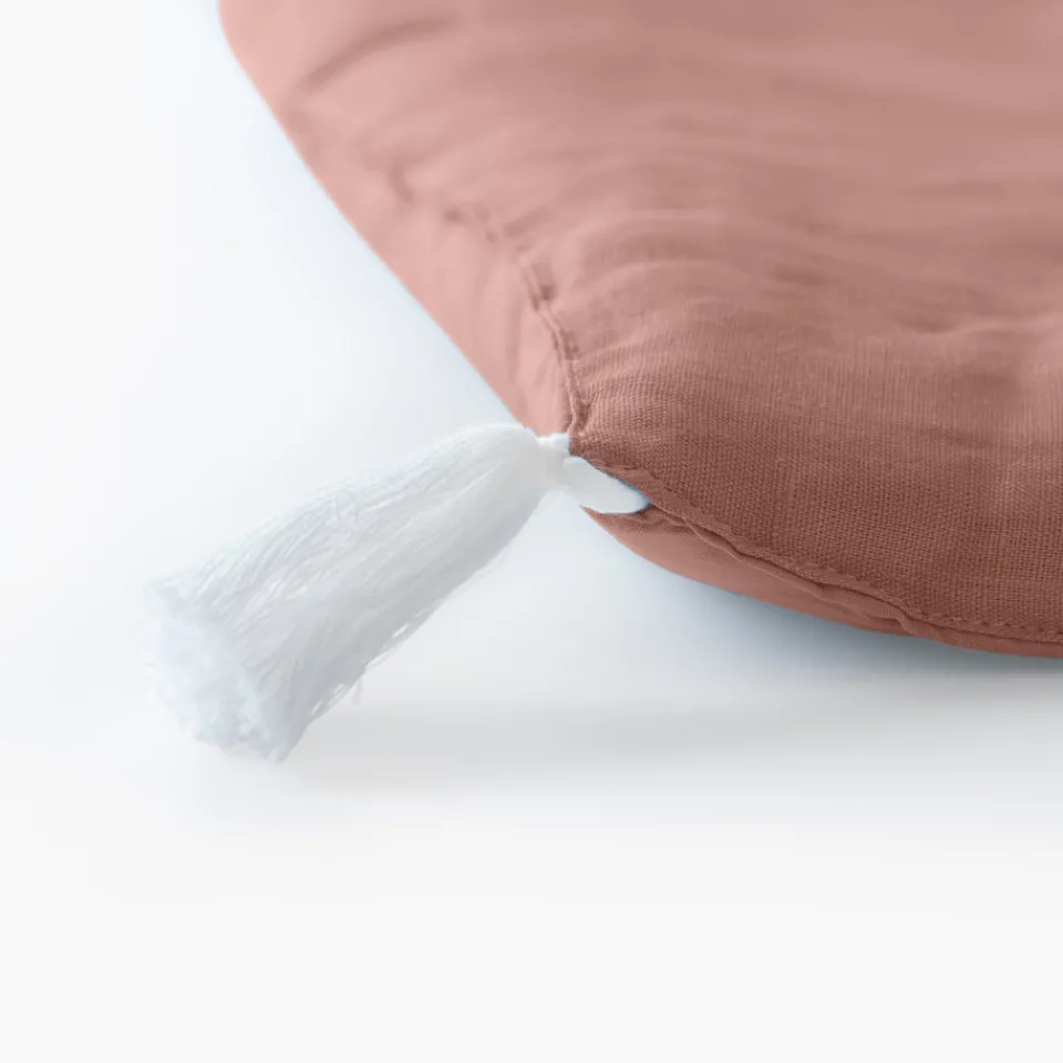 Carré Blanc Edredon lin et coton lavé Songe rose cendré| Plaids Et Couvre-lits|Plaids