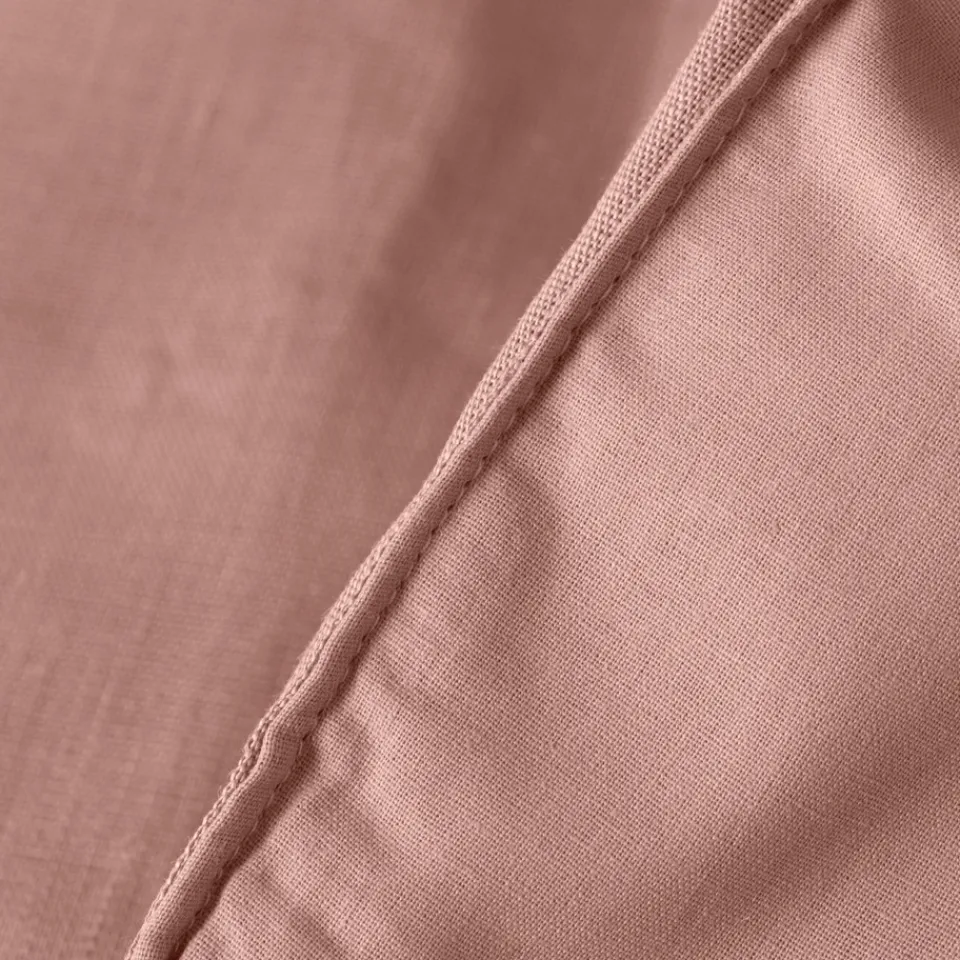 Carré Blanc Edredon lin et coton lavé Songe rose cendré| Plaids Et Couvre-lits|Plaids