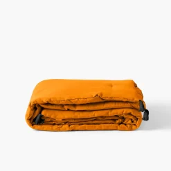 Carré Blanc Edredon lin et coton lavé Songe curcuma| Plaids Et Couvre-lits|Plaids