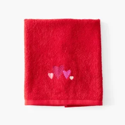 Carré Blanc Essuie mains coton Aime rouge| Torchons & Essuie-mains