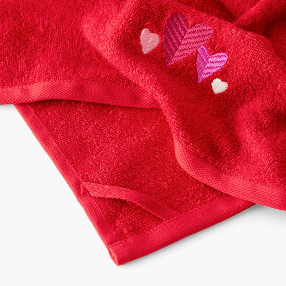 Carré Blanc Essuie mains coton Aime rouge| Torchons & Essuie-mains