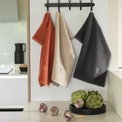 Carré Blanc Essuie mains coton Signature charbon|Homme Torchons & Essuie-mains|Coffrets Cadeaux